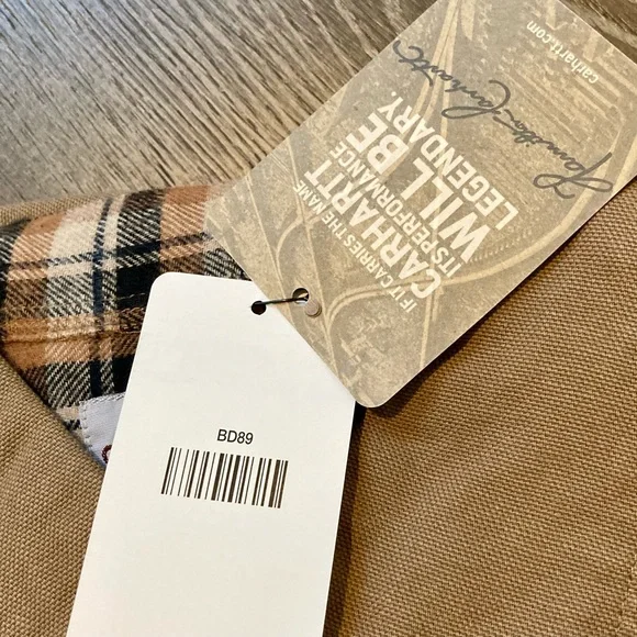 Carhartt Men’s Canvas Shirt Jacket Flannel Lined Long Sleeve Tan Tall Large - Picture 7 of 15
